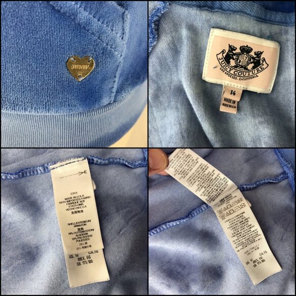 Vintage Y2K Juicy Couture Velour Hoodie Blue Tie Dye Track Jacket Blue - Picture 7 of 7